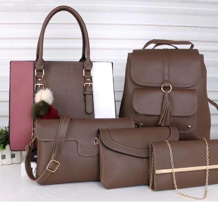 Classic 5 in 1 ladies hand bags with Back pack and sling bag fashion women bags