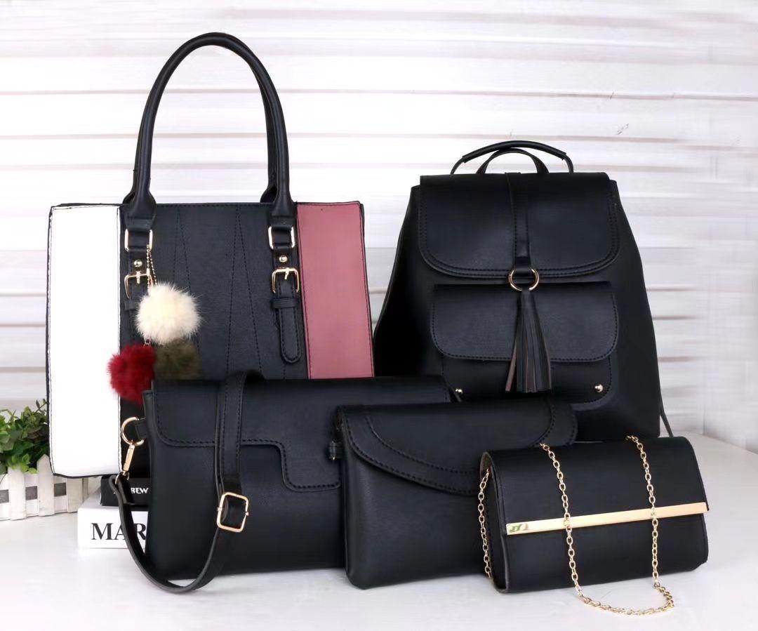 Classic 5 in 1 ladies hand bags with Back pack and sling bag fashion women bags