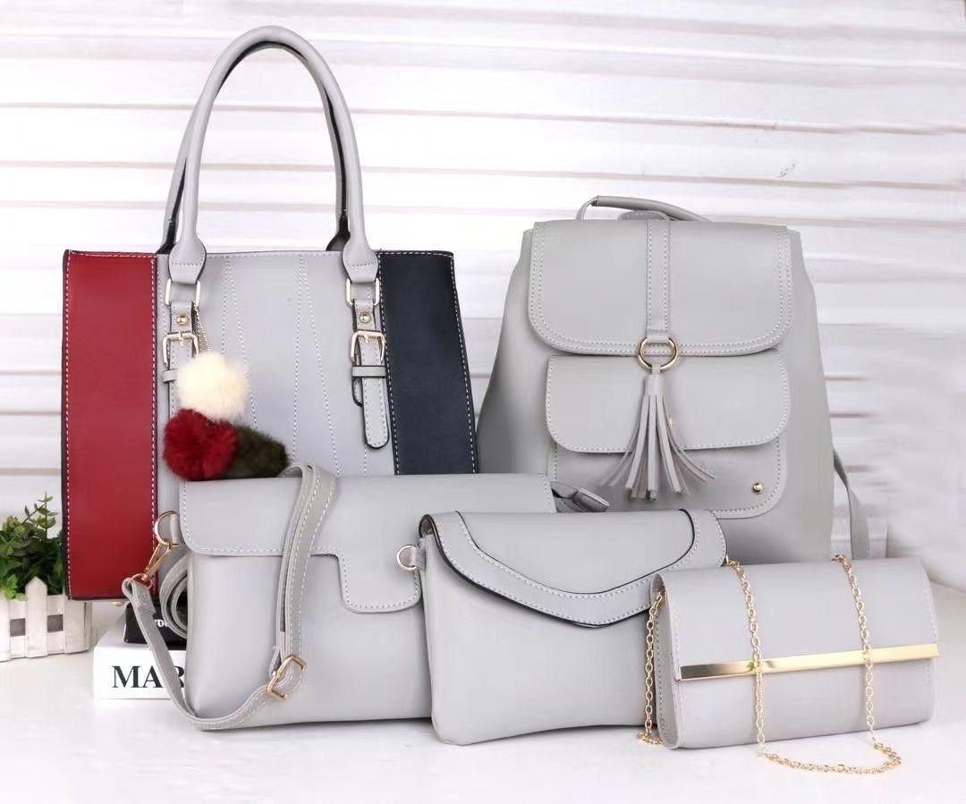 Classic 5 in 1 ladies hand bags with Back pack and sling bag fashion women bags