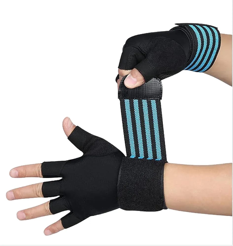 2pc Gym Gloves for Men and Women | Weightlifting Gloves | Workout, Fitness, Crossfit, and Training Gloves | Exercise Gloves with Wrist Support and Straps | Padded, Fingerless, and Grip-Enhanced gloves