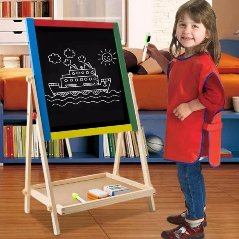 [ KILIMALL SPECIAL OFFERS 🤩🤩✨ !!! ] Single Brand New Very High Quality  Classy Kid's Wooden Double Sided Drawing Blackboard and Whiteboard Magnetic Easel/ Painting Toy/ Early Education Learning Toys