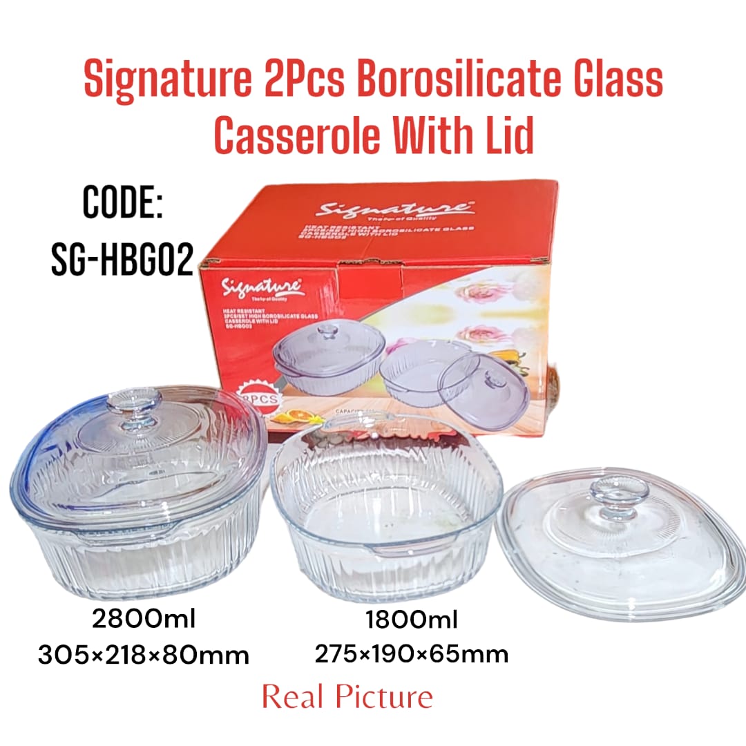 [🔥 EXPERIENCE LUXURY FOR LESS 🤩🤩✨ !!! ] 2 Pcs Brand New Very High Quality Stylish and Luxurious Kitchen Signature High Borosilicate Glass Casserole .Desiring To Serve The Best Experience 🔥👌