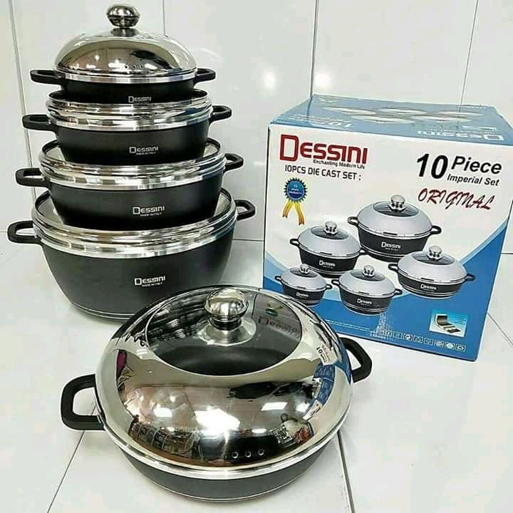 [🔥PRICE OFFER 🤩🤩✨...ONLY AT KILIMALL !!! ] 10 Pcs Classy Brand New Very High Quality Affordable Kitchen Dessini cookware set.That Makes You Cook Like A pro For Your Loved Ones🔥👌