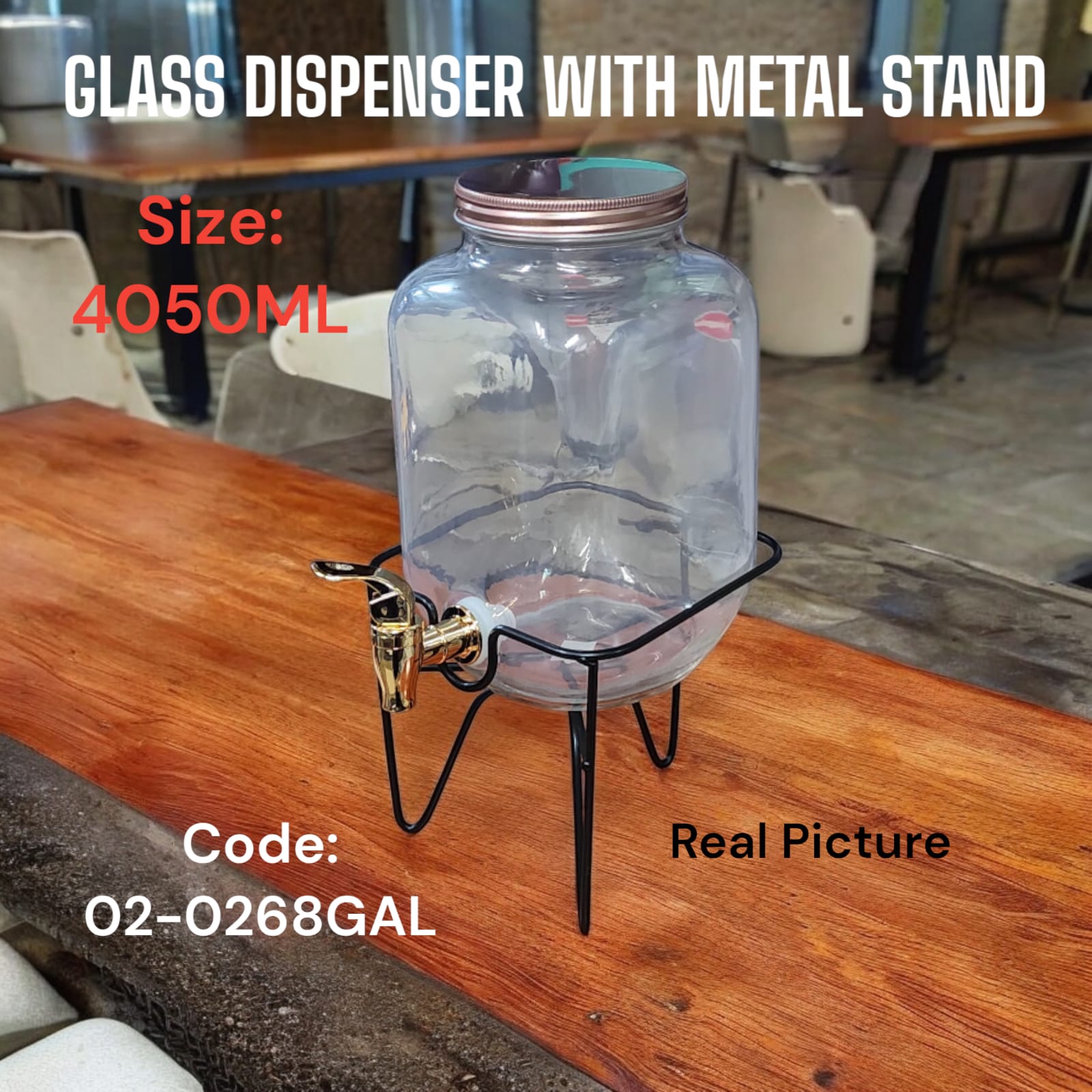 [🔥SPECIAL LIMITED OFFER🔥 🥑🌽!!! ] 1 Pc Classy Brand New Very High Quality Stylish and Luxurious KItchen 02-0268GAL Glass Juice Dispenser 4050ml  at Affordable Price ✨👌