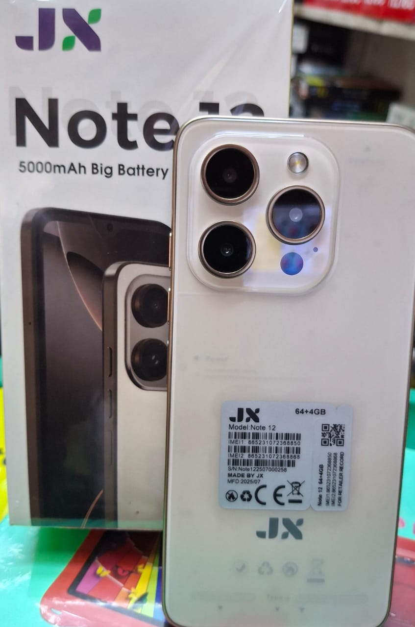 NOTE 12 Android phone with face unlock 6.6"HD + Incell Camera (front 5.0MP + Rear 8.0MP) Memory 4GB + 64GB ROM Inbuilt battery 5000mAh Big Battey side figure print + phone cover and free screen protec