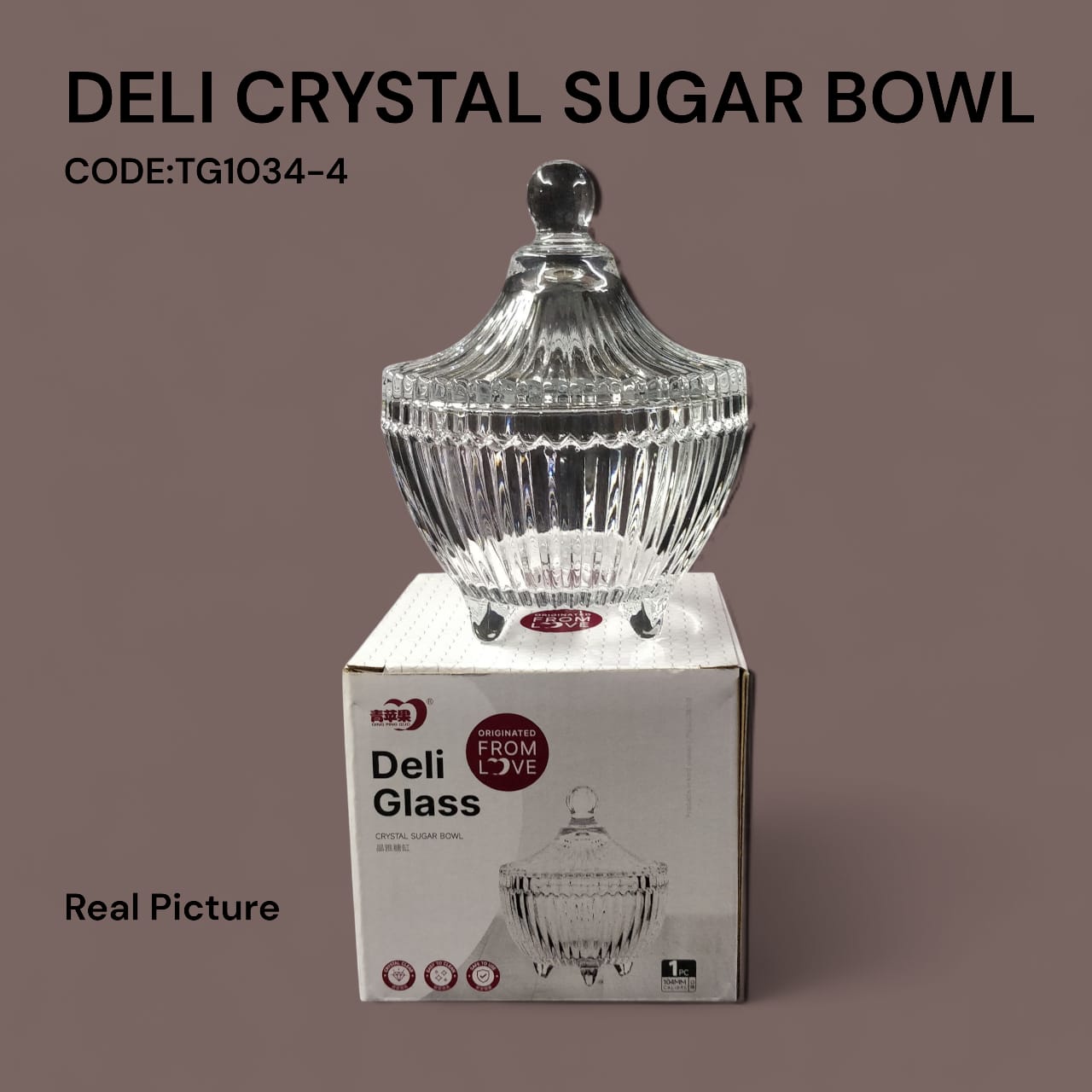 🥄 Deli Crystal Glass Sugar Bowl 144mm ✨ 1pcs 💯 Clear crystal design with lid ⚡ Perfect for tea, coffee & table decor 🌟 Elegant, easy-pour & spill-resistant 🏡