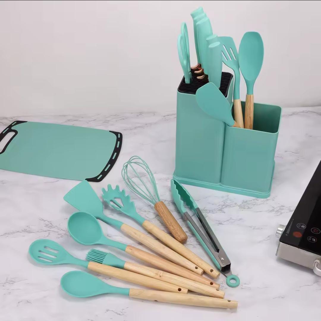 🌈 EVERYDAY OFFER 🌈 19-in-1 Heat-Resistant Silicone Spoon Set – Durable, Recyclable, Water-Resistant, Perfect for Hot Food, Non-Stick & Easy-to-Clean Kitchen Utensils