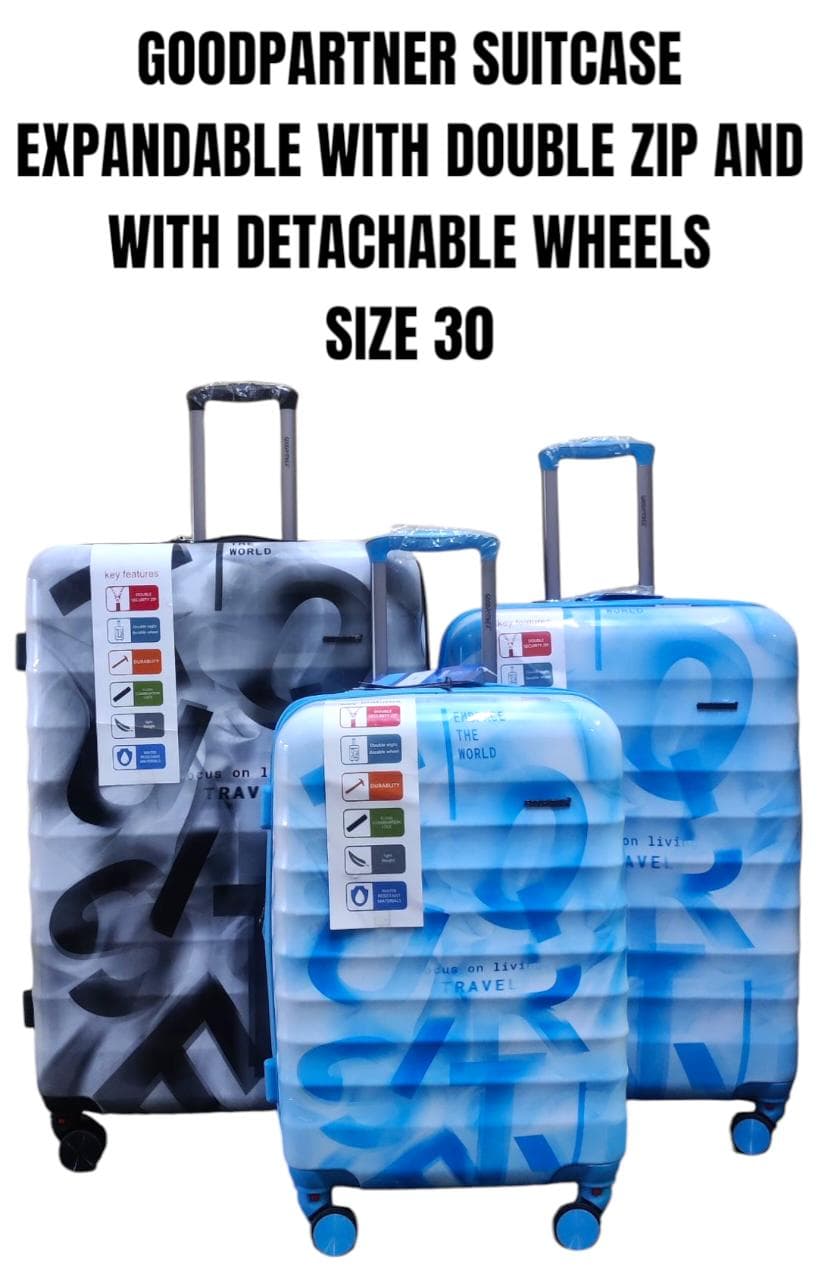 💥 Hurry Offer 💥 30" Expandable Suitcase with Double Zips & Detachable Wheels – Durable PVC Travel Luggage