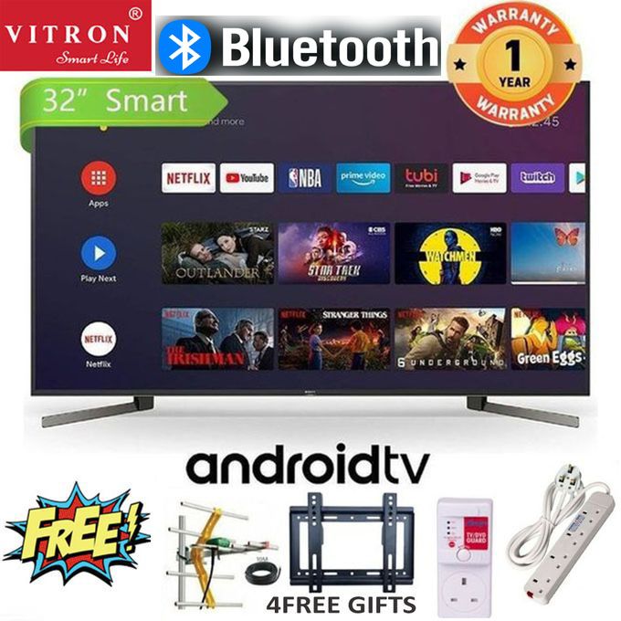 VITRON 32" INCH HTC3200S,BLUETOOTH TV,FRAMELESS Smart Android TV Inbuilt Decoder,WIFI Netflix Youtube Appstore 2*USB 3*HDMI 14 MONTHS WARRANTY+4FREE GIFTS