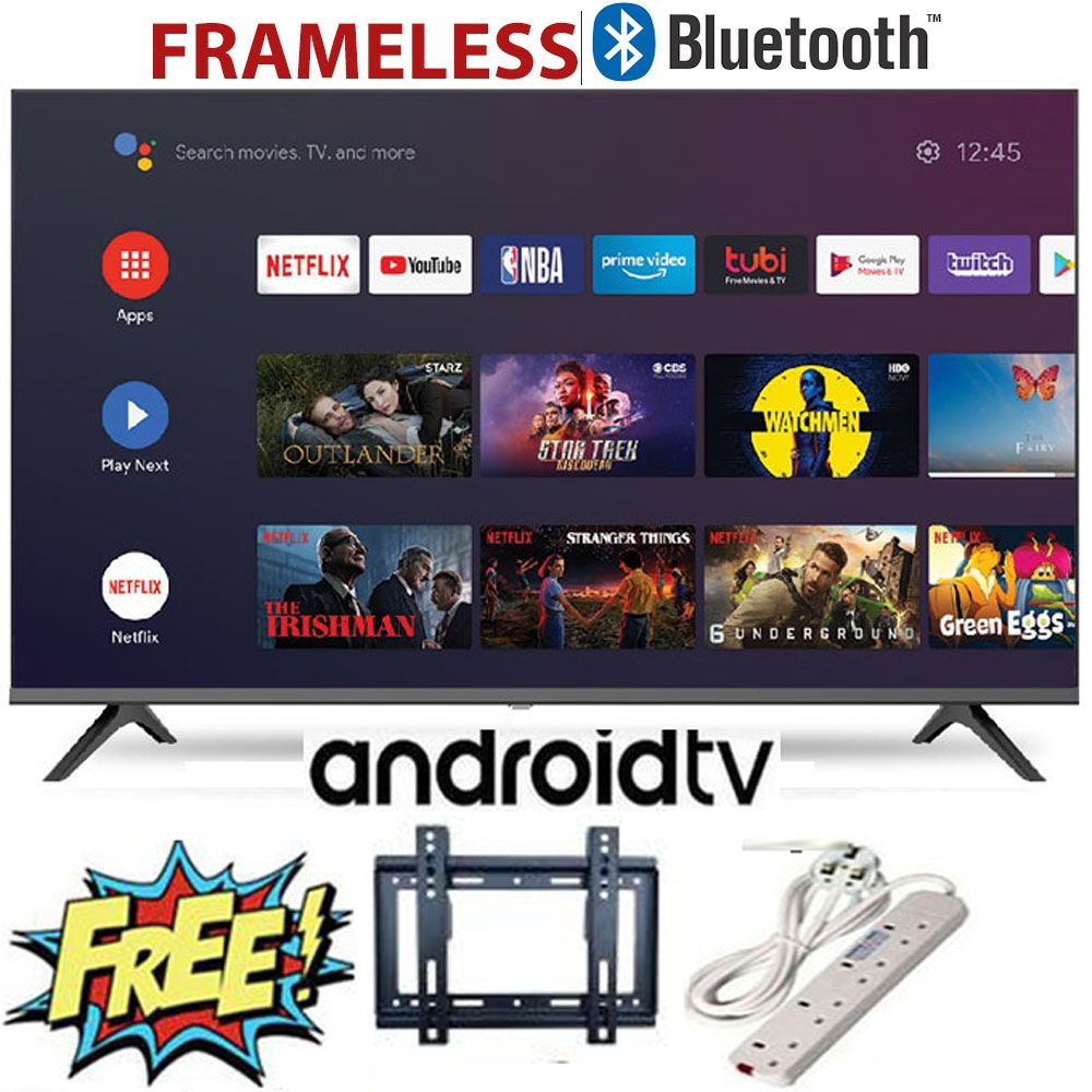 CTC 42" inch Smart TV,FRAMELESS/BLUETOOTH-ENABLED,Android Television Full HD Frameless TV with Netflix Youtube Television 1GB+8GB+FREE EXTENSION+WALL BRACKET
