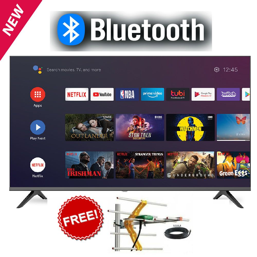 CTC 42" inch Smart TV,FRAMELESS/BLUETOOTH-ENABLED,Android Television Full HD Frameless TV with Netflix Youtube Television 1GB+8GB+FREE AERIAL+10M CABLE