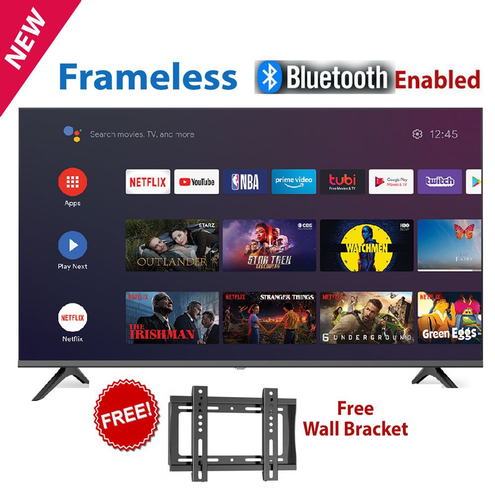 CTC 42" inch Smart TV,FRAMELESS/BLUETOOTH-ENABLED,Android Television Full HD Frameless TV with Netflix Youtube Television 1GB+8GB+14 MONTHS WARRANTY+FREE WALL BRACKET