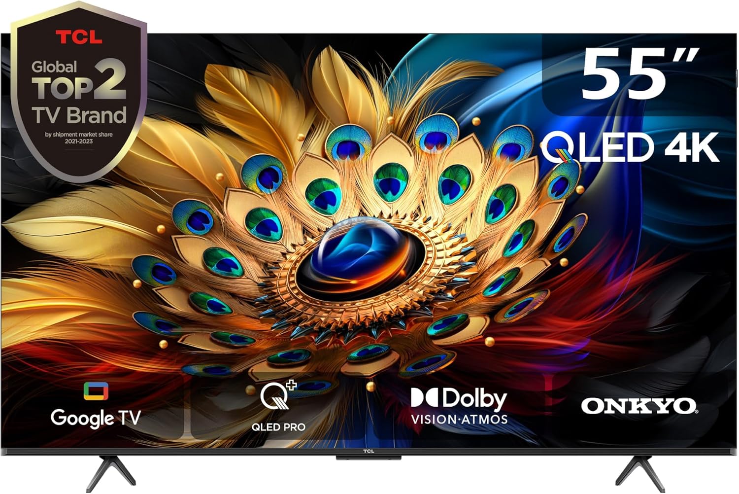 TCL 55" Inch 4K QLED Pro HDR Dolby Vision Atmos Onkyo 2.1CH Slim & Uni-body Google TV 55C655+ 2 Years Warranty (2024 Model)