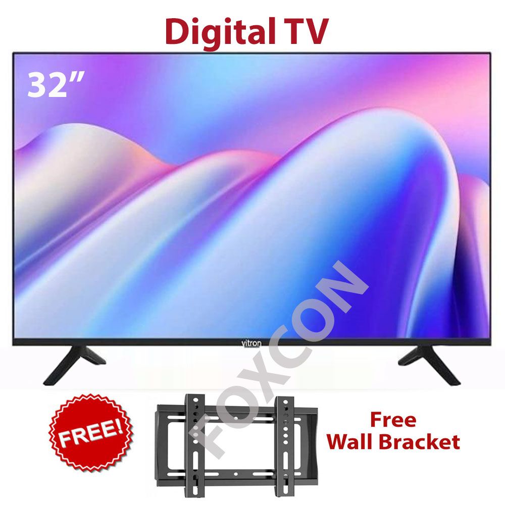 VITRON HTC3218,FRAMELESS 32" Inch Digital LED Television USB & HDMI PORTS INBUILT DECODER+FREE TV WALL BRACKET +1 YEAR WARRANTY.