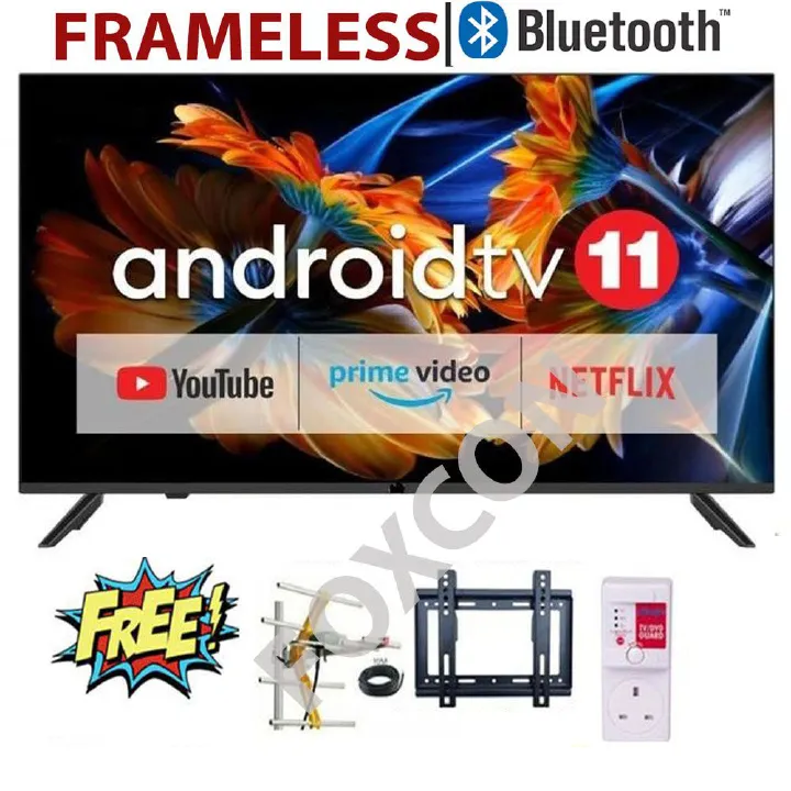 GLD 32" Inch ,BLUETOOTH-Smart Android TV,FRAMELESS TELEVISION, Inbuilt Decoder,NETFLIX,YOUTUBE,USB,HDMI+FREE WALL BRACKET+TV GUARD+TV AERIAL