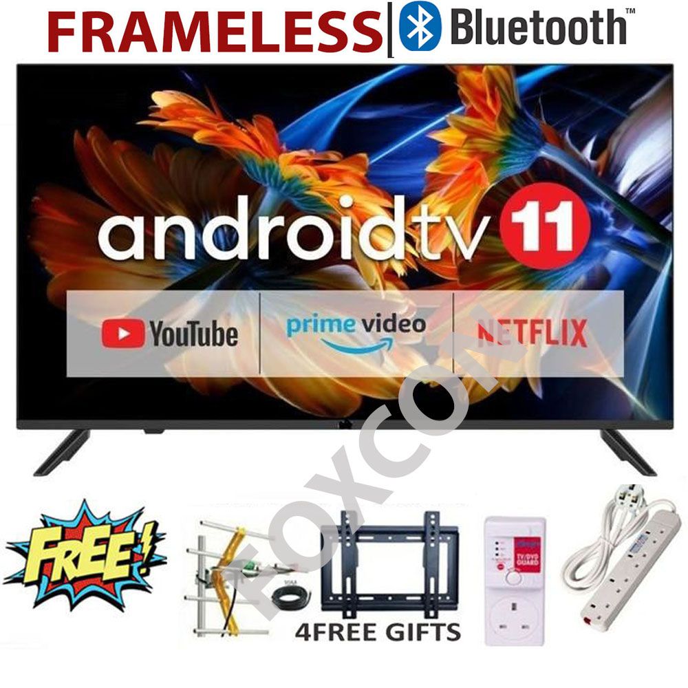 GLD 32" Inch ,BLUETOOTH-Smart Android TV,FRAMELESS TELEVISION, Inbuilt Decoder,NETFLIX,YOUTUBE,USB,HDMI+4 FREE GIFTS