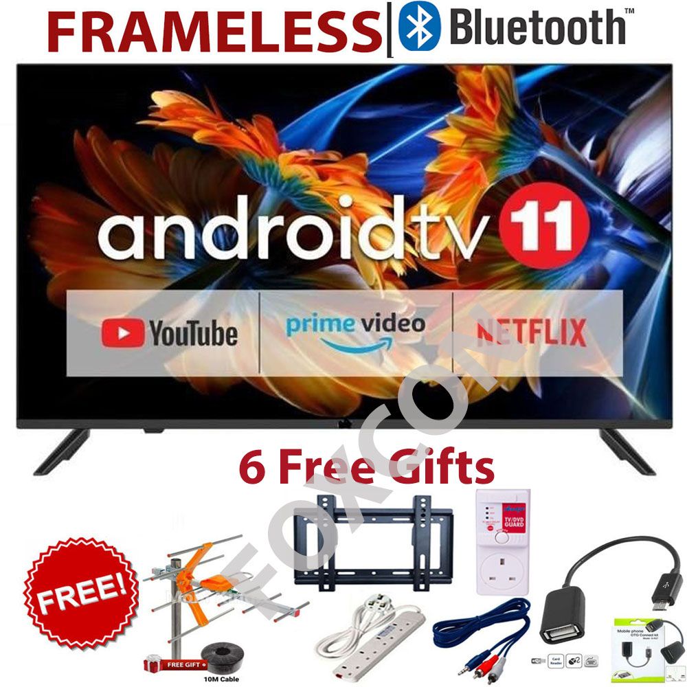 TCL 32 inch FRAMELESS FHD SMART ANDROID/GOOGLE TV Inbuilt Decoder Bluetooth Netflix,Youtube,ChromeCast Built-in Google Appstore Prime Video+6 FREE GIFTS
