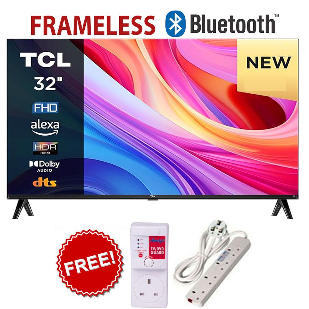 TCL 32 inch FRAMELESS FHD SMART ANDROID/GOOGLE TV Inbuilt Decoder Bluetooth Netflix,Youtube,ChromeCast Built-in Google Appstore Prime Video+EXTENSION+TV GUARD