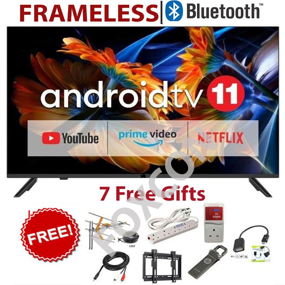 TCL 32" inch Bluetooth Enabled Frameless Smart Android TV HDR10 DOLBY LED WIFI Television Chromecast Google Playstore Netflix Youtube+ 7 FREE GIFTS