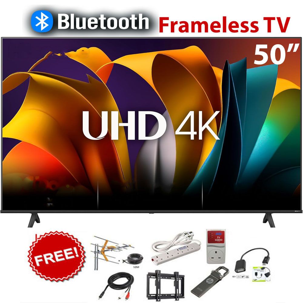 BLUETOOTH Vitron 50" Inch Frameless Television HTC 5068US Ultra HD Android Smart TV with Netflix Youtube 1.5GB+8GB USB/SD WIFI Television Multifuctional TV+7 FREE EXTRA GIFTS