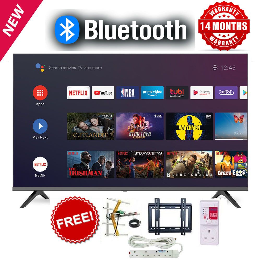 VITRON 43" INCH BLUETOOTH ENABLED HTC4388FS FRAMELESS FHD SMART TV ANDROID TELEVISION NETFLIX YOUTUBE 43 INCH BUILT-IN WIFI APPSTORE 1GB RAM 8GB ROM 2*USB/3*HDMI PORTS+FREE GIFTS