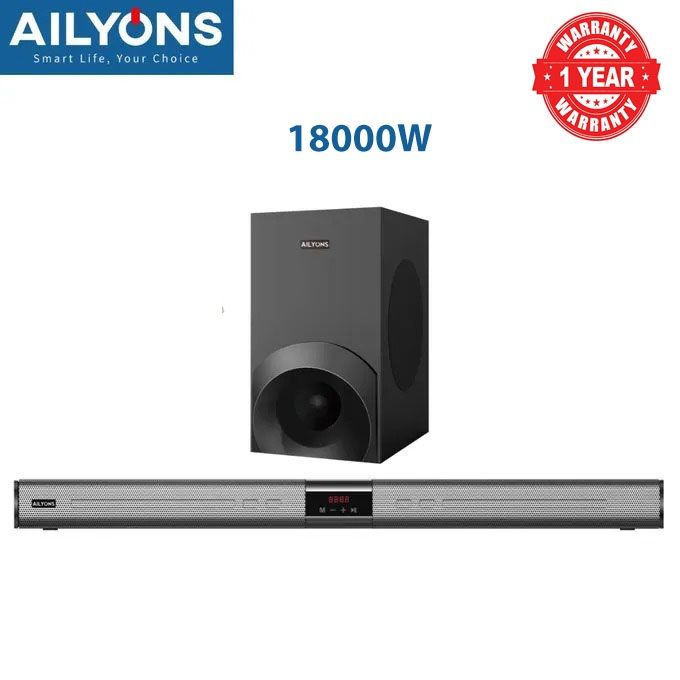 AILYONS 2.1CH Sound Bar SubWoofer With Bluetooth Home Theatrer -SB401K ,18000W (1YR WRTY)