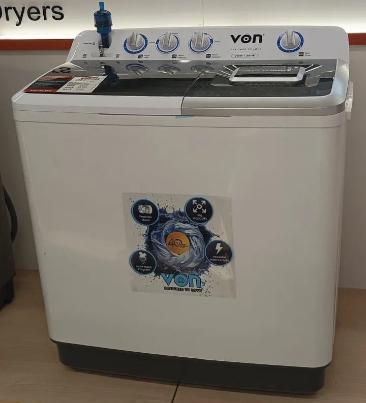 TODAY ONLY!!VON VWM-10AHK, 10KG Twin Tub Washing Machine,Semi-Automatic(1YR Warranty)