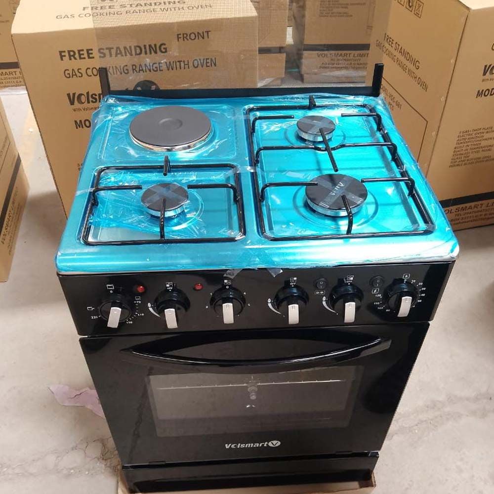 VOLSMART 60 by 60, 3 Gas Pool Jet Burners + 1 Hot Plate, Free Standing Cooker+ Electric Oven.
