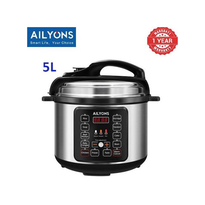 AILYONS LS-A1 5L Deluxe 5L Automatic Electric Digital Pressure Cookers 900W Silver