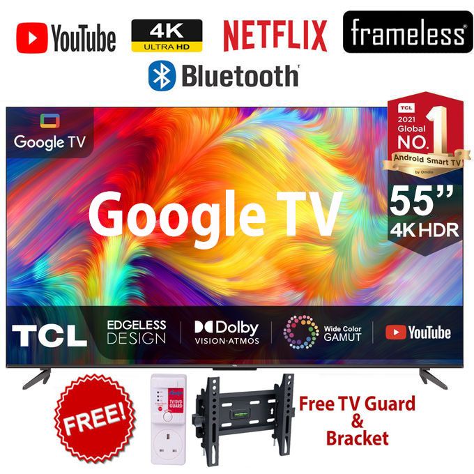 TCL 55" Inch 4K ULTRA HD Smart TV with Google (55V6C, 2025Model) Dolby Vision, Atmos, HDR Pro+, Game Accelerator Enhanced Gaming, Voice Control+FREE GIFTS
