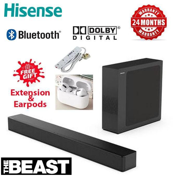 Hisense Sound Bar 2.1CH The Beast HS2100,WIRELESS ,BLUETOOTH(2YRS WARRANTY)