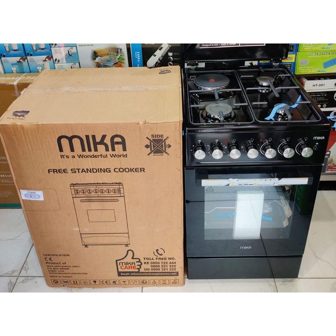 Mika Standing Cooker, 50 X 60, 3 Gas Pool Jet Burners + 1 Hot Plate, 4 Function Electric Oven