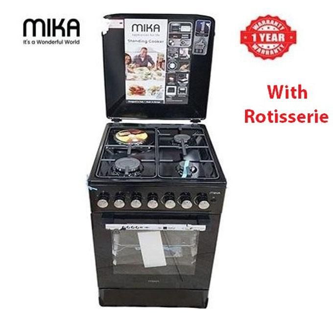 Mika Standing Cooker, 50 X 60, 3 Gas Pool Jet Burners + 1 Hot Plate, 4 Function Electric Oven