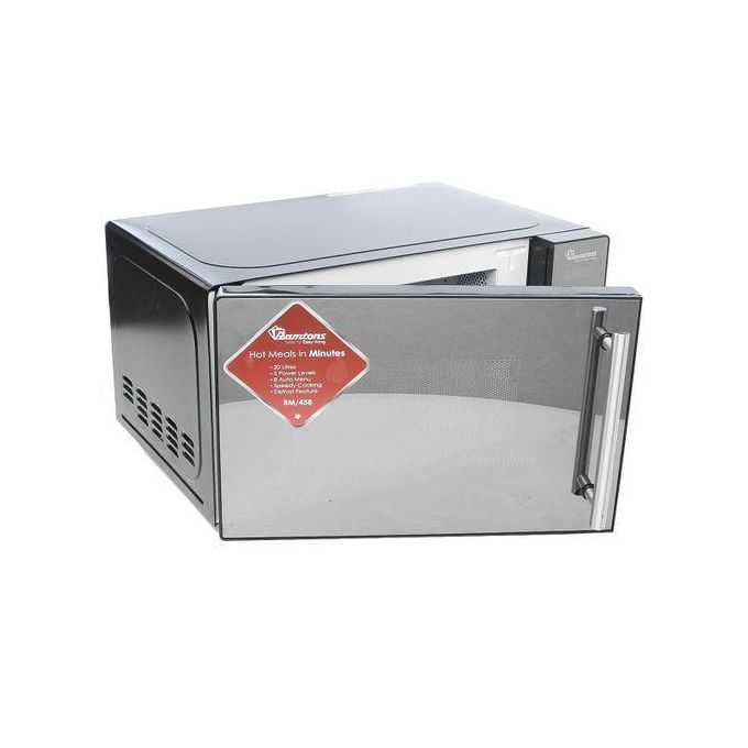 RAMTONS Digital Glass Microwave Oven 20L, 700W Power, LED Display, Timer, Defrost & Reheat Functions , Silver (1 Year Warranty)