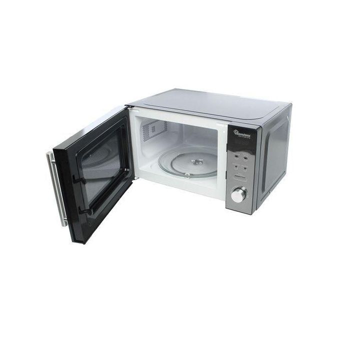 RAMTONS Digital Glass Microwave Oven 20L, 700W Power, LED Display, Timer, Defrost & Reheat Functions , Silver (1 Year Warranty)