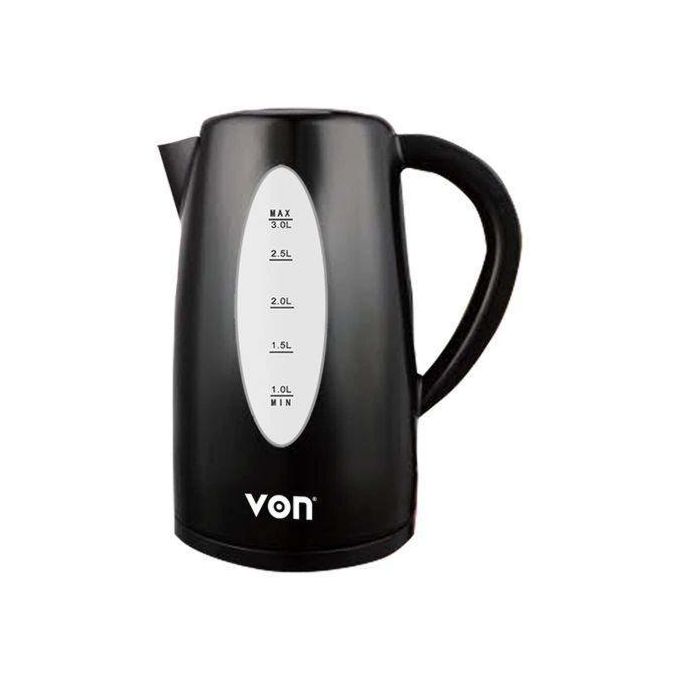 VON Electric Kettle 3L – 360° Rotation – Black