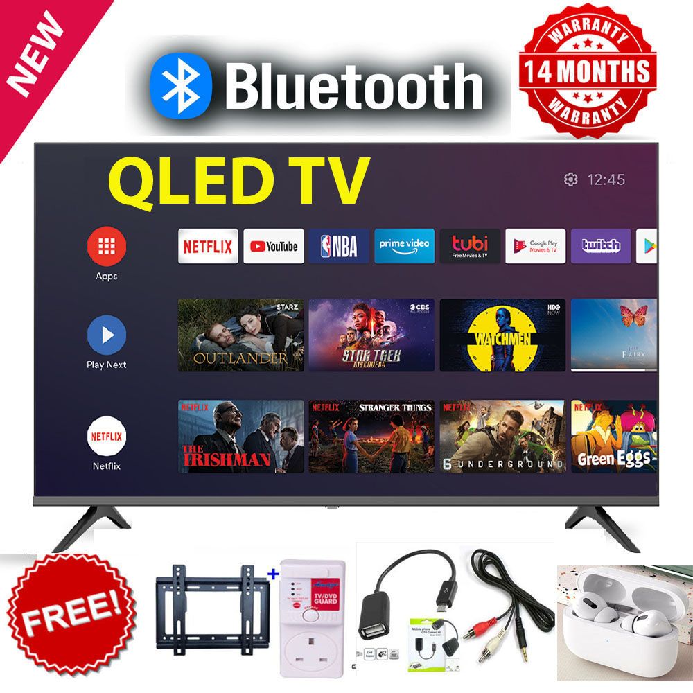 VITRON QLED 32" INCH BLUETOOTH TV HTC3288QS,FRAMELESS 32 Inch Smart Android 11.0 TV Inbuilt Decoder HDMI USB Ports,Netflix,Youtube, APPSTORE 14 MONTHS WARRANTY+FREE 5 EXTRA GIFTS