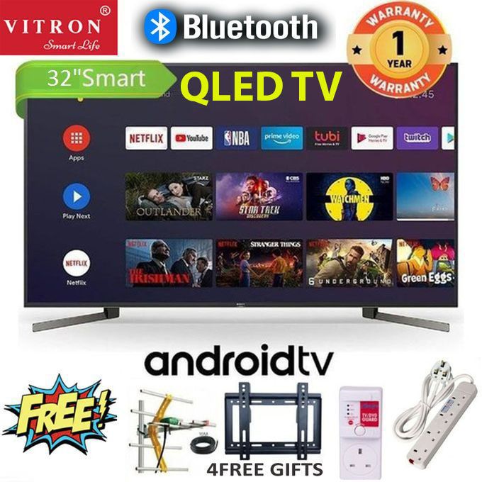 [TODAY ONLY!!] VITRON 32 INCH QLED FRAMELESS SMART ANDROID 11 TV HTC3200S  BLUETOOTH, INBUILT DECODER, HDMI, USB, NETFLIX, YOUTUBE, APP STORE + 14 MONTHS WARRANTY +4 EXTRA GIFTS