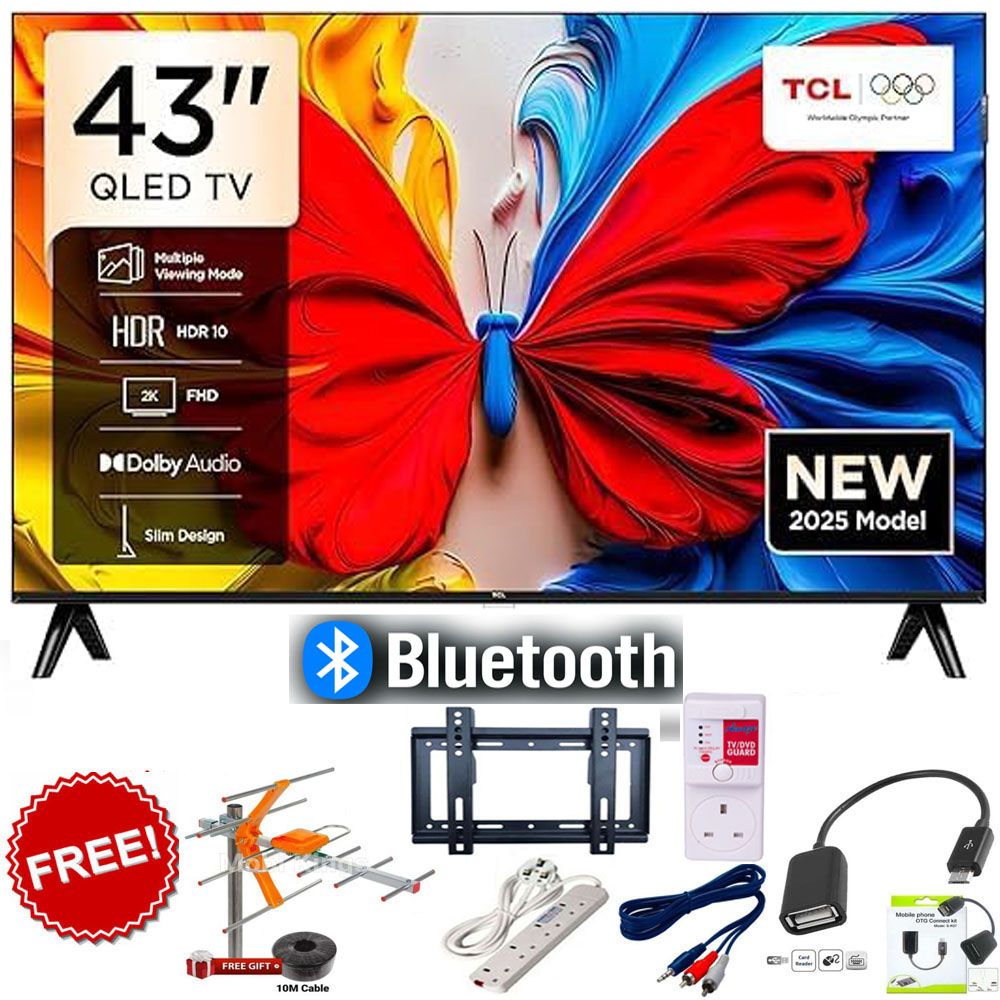 TCL 43S5K 43 Inch FRAMELESS Smart GOOGLE TV,BLUETOOTH,Inbuilt WIFI TELEVISION+6 FREE GIFTS