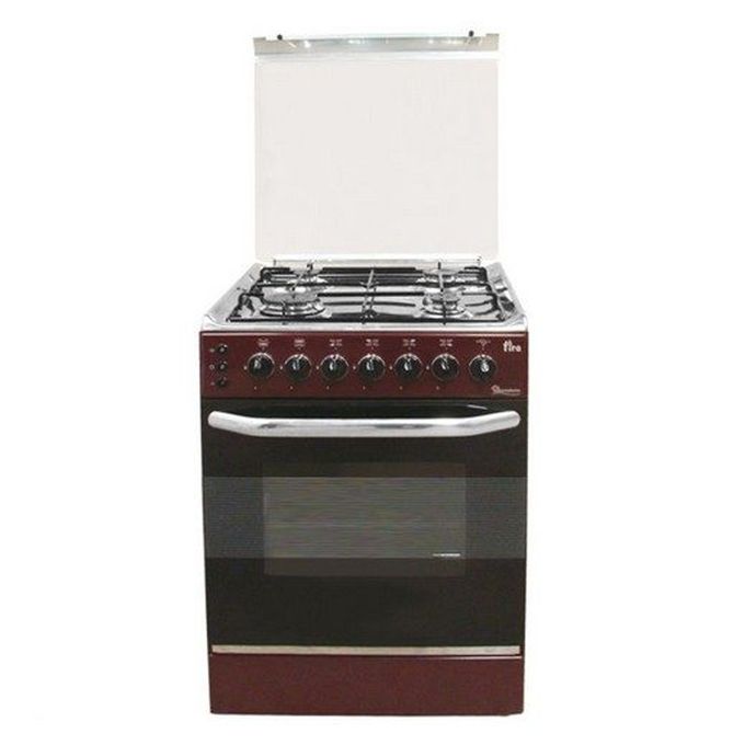 Ramtons EB/303-5694 4 Gas Burner Cooker, Rotisserie, Auto Ignition, Gas Oven, Dark Red (1YR Warranty)