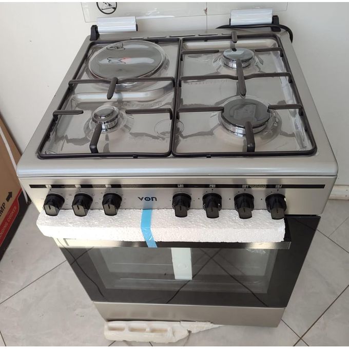 VON COOKER 60x55, 3 Gas Pool Jet Burners + 1 RAPID Hot Plate, Rotisserie, Electric Oven Free Standing Cooker