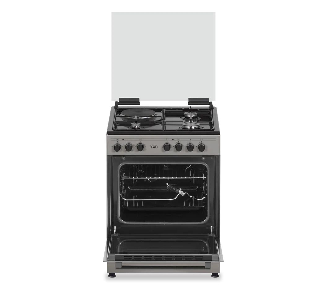 VON COOKER 60x55, 3 Gas Pool Jet Burners + 1 RAPID Hot Plate, Rotisserie, Electric Oven Free Standing Cooker