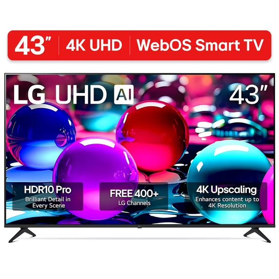 LG 43" Smart 43 INCH LED - 4K UHD TV, ThinQ webOS TV (2025),HDR Support,AI Processor +2YRS WRTY