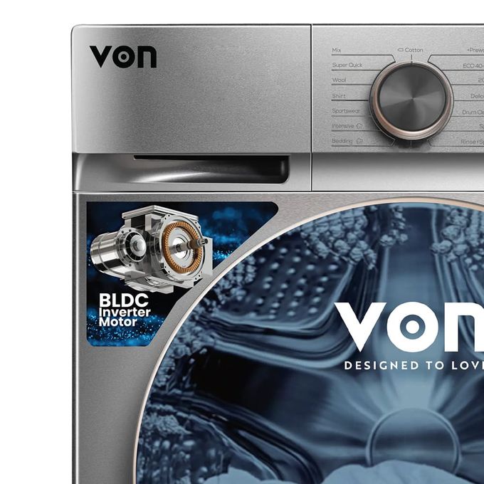 VON VWM-08FVTS Front Load Washing Machine - 8KG