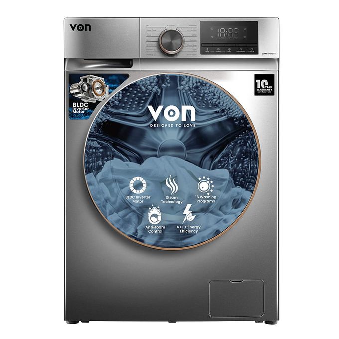 VON VWM-08FVTS Front Load Washing Machine - 8KG