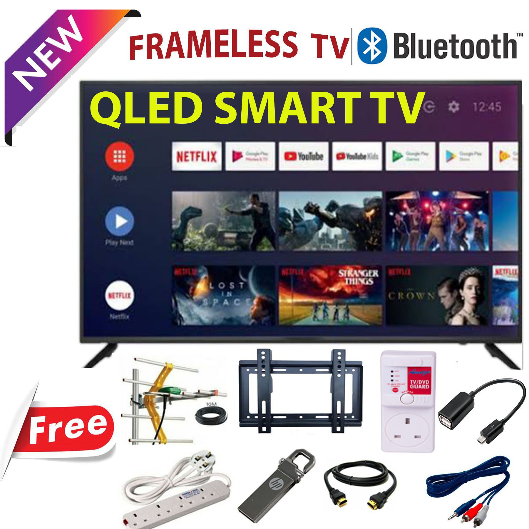 VITRON HTC4300QFS 43" INCH QLED BLUETOOTH-ENABLED, FRAMELESS- FULL HD,1080P,SMART TV ANDROID 14 TV NETFLIX ,YOUTUBE TELEVISION INBUILT DECODER , BUILT-IN WIFI+8 FREE GIFTS+14 MONTHS WARRANTY