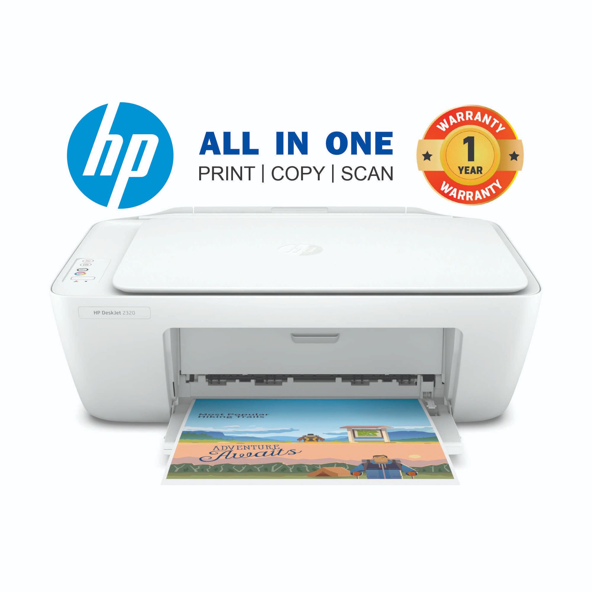 HP DeskJet 2320 All-in-One Printer, Print, copy, scan, USB Interface, White