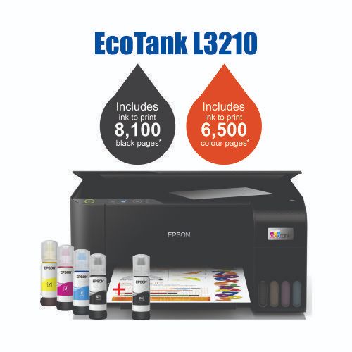 Epson EcoTank L3210 A4 Printer (All-in-One), Print, Copy, Scan