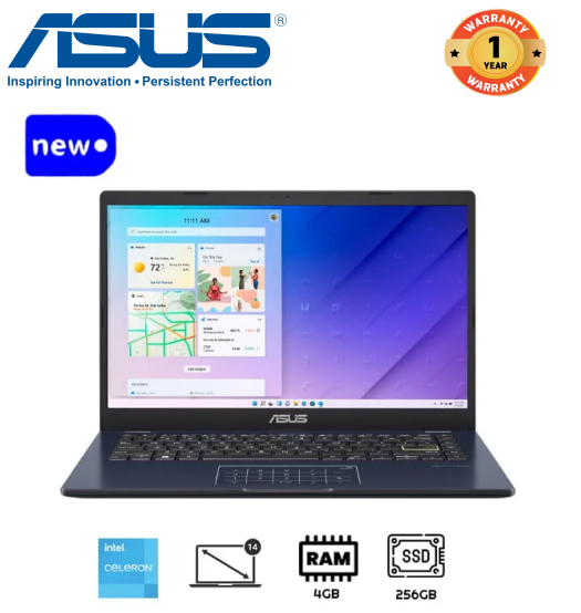 Brand New Asus Vivobook GO 14 Intel Celeron 4GB RAM 256GB SSD 14" FHD Display Windows 11 Brand New Laptop Computer Notebook New Laptops Black, (1YR WRTY)