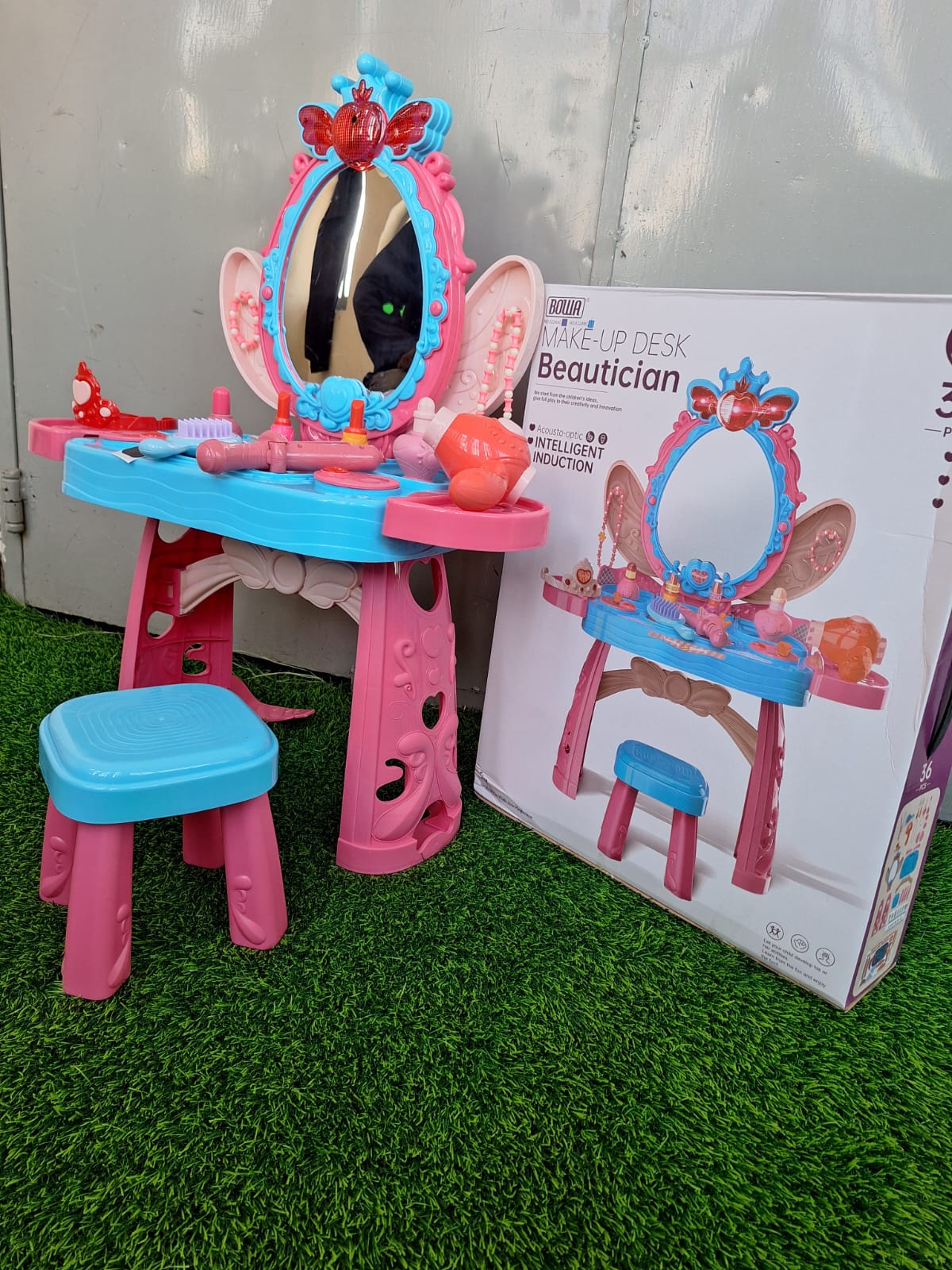 A kids’ makeup desk is a playful and child-friendly version of a dressing table, designed to spark imagination and creativity